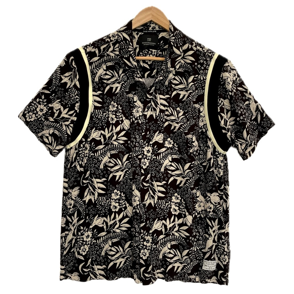 Scotch & Soda Black and White Floral Casual Button Down Shirt